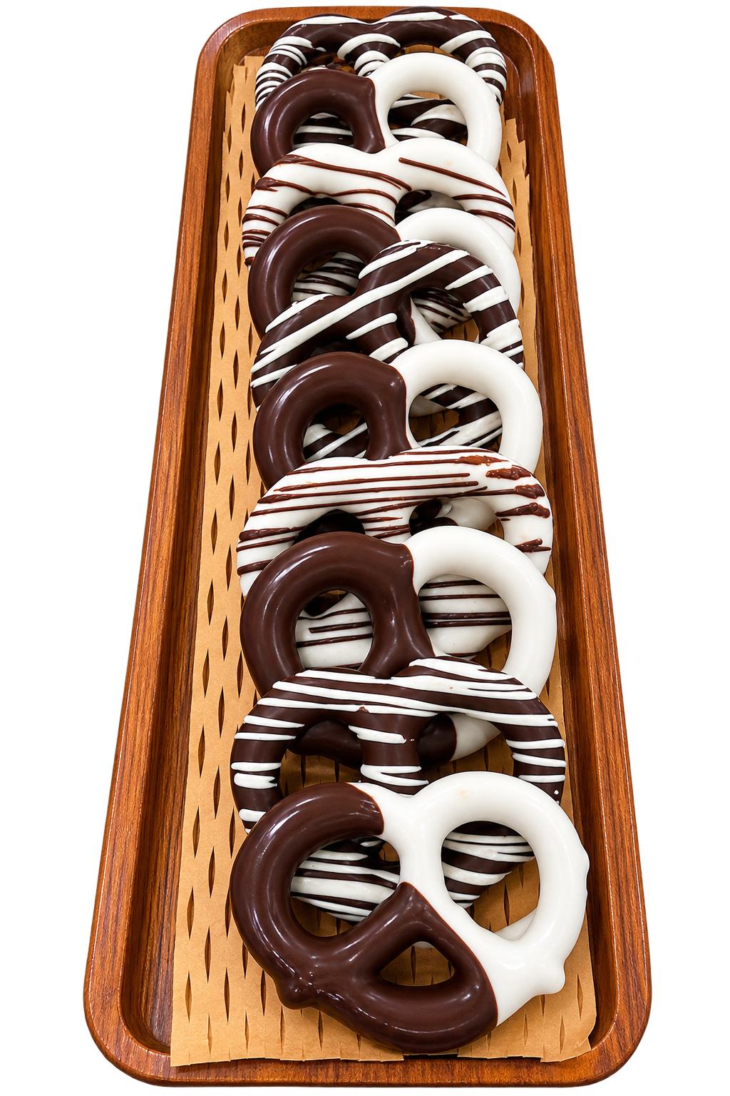 Wood Platter mix pretzels Kosher ORB Parve